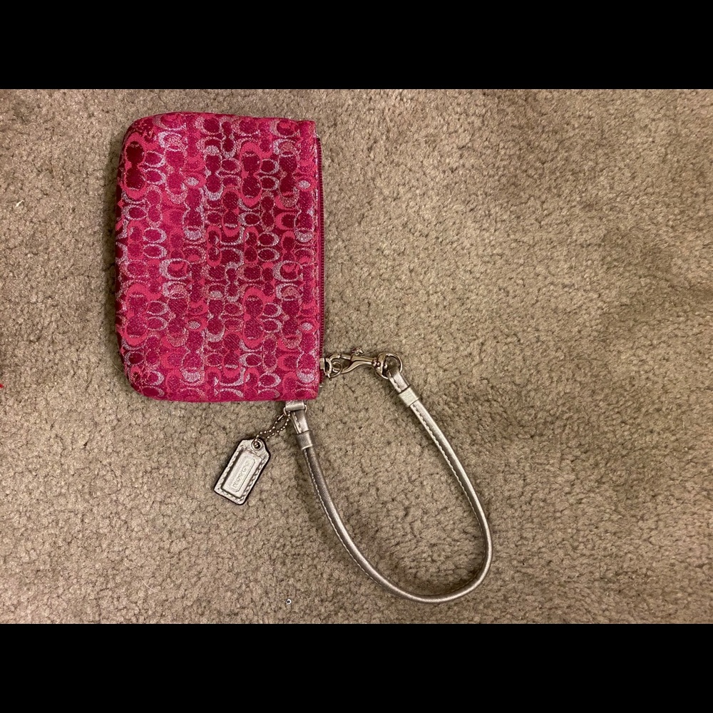 Pink coach wristlet